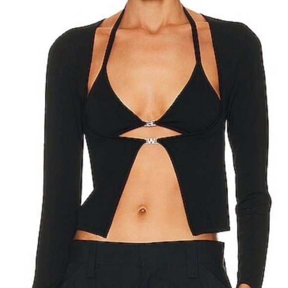 Alexander Wang Black Cut Out Fitted Bodysuit - Picture 1 of 6